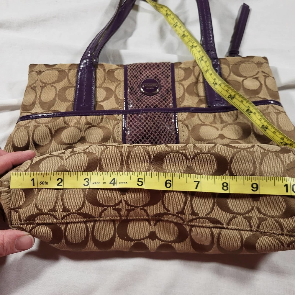 Coach Purse*EUC*Purple & Tan*Signature Snake Stripe*F25706 - Picture 8 of 10